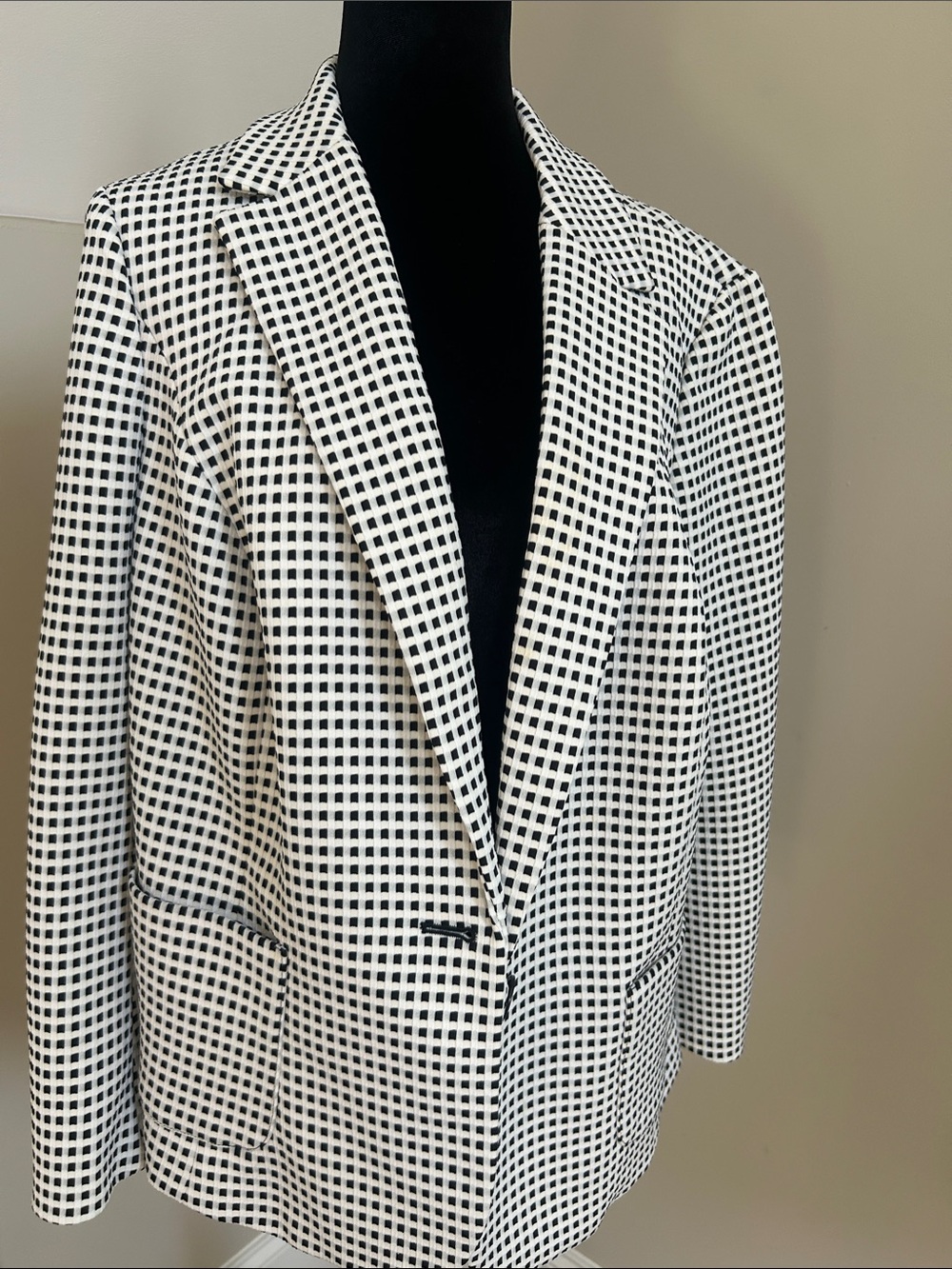 Talbots Black and White Checked Blazer